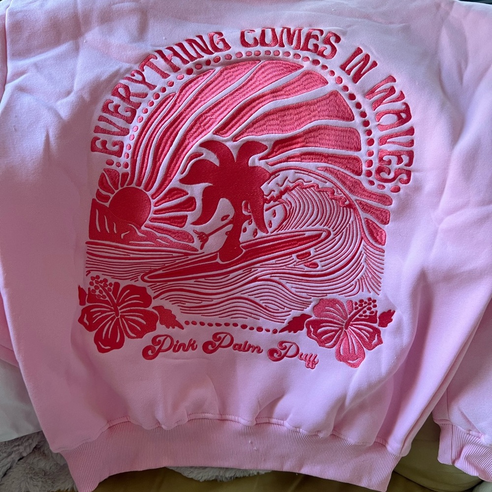 PINK PALM PUFF WAVES HOODIE Pink - MULTI